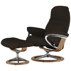 Stressless Relaxsessel mit Hocker Leder Sunrise M ¦ braun ¦ Maße (cm): B: 83 H: 105 T: 74