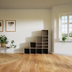 Stufenregal Grau - Modernes Treppenregal für Bücher: Hochwertige Qualität, einzigartiges Design - 156 x 156 x 47 cm, Selbst designen