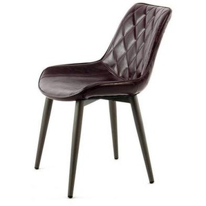 Stuhl-Set, Violett, Metall, Leder, Lederlook, 51x80x60 cm, abwischbar, Esszimmer, Stühle, Esszimmerstühle