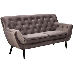 Stylife Chesterfield-Sofa, Grau, Textil, Eukalyptusholz, massiv, 2-Sitzer, 160x90x90 cm, Wohnzimmer, Sofas & Couches, Sofas, Chesterfield Sofas