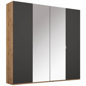 Stylife Drehtürenschrank, Graphit, Eiche, Holzwerkstoff, 4 Fächer, 201x223x60 cm, Blauer Engel, Goldenes M, Made in Germany, Typenauswahl, Beimöbel erhältlich, umfangreiches Zubehör in verschiedenen Größen Holzdekoren erhältlich, Kinder- & Jugendzimmer,