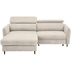 Stylife Ecksofa, Beige, Textil, Buche, Hartholz, 3-Sitzer, L-Form, links montierbar, rechts montierbar, 232x185 cm, Stoffauswahl, Hocker erhältlich, Rücken echt, Wohnzimmer, Sofas & Couches, Wohnlandschaften, Ecksofas