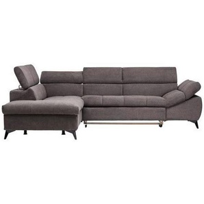 Stylife Ecksofa, Graubraun, Textil, Uni, 4-Sitzer, Ottomane links, L-Form, 279x210 cm, Stoffauswahl, seitenverkehrt erhältlich, Bettfunktion Hocker Rücken echt, Wohnzimmer, Sofas & Couches, Wohnlandschaften, Ecksofas