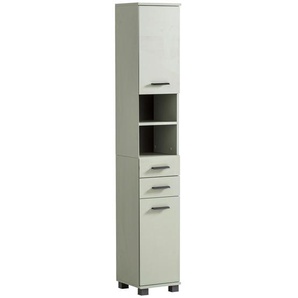 Stylife Hochschrank Palermo, Pastellgrün, Metall, 2 Fächer, 2 Schubladen, einzeln stellbar, 30.3x181x32.6 cm, Made in Germany, stehend, Badezimmer, Badezimmerschränke, Hochschränke