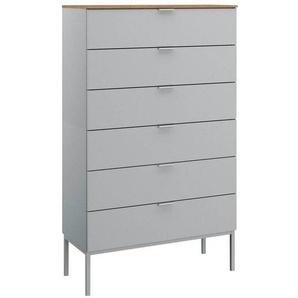 Stylife Kommode, Grau, Eiche, Metall, 6 Schubladen, 80x138x42 cm, Blauer Engel, Goldenes M, Made in Germany, in verschiedenen Holzdekoren erhältlich, stehend, Beimöbel Typenauswahl, Wohnzimmer, Kommoden & Sideboards, Kommoden