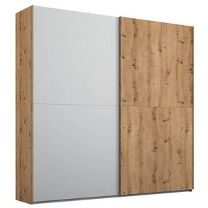 Stylife Schwebetürenschrank, Grau, Eiche, Holzwerkstoff, 4 Fächer, 201x223x68 cm, Blauer Engel, Goldenes M, Made in Germany, Typenauswahl, Beimöbel erhältlich, umfangreiches Zubehör in verschiedenen Größen Holzdekoren erhältlich, Kinder- & Jugendzimmer,