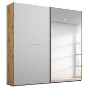 Stylife Schwebetürenschrank, Grau, Eiche, Holzwerkstoff, 4 Fächer, 201x223x68 cm, Blauer Engel, Goldenes M, Made in Germany, Typenauswahl, Beimöbel erhältlich, umfangreiches Zubehör in verschiedenen Größen Holzdekoren erhältlich, Kinder- & Jugendzimmer,