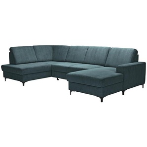 Stylife Wohnlandschaft, Petrol, Textil, 4-Sitzer, Ottomane links, U-Form, 317x185 cm, Made in EU, Liegefunktion, Rücken echt, Wohnzimmer, Sofas & Couches, Wohnlandschaften, Wohnlandschaften in U-Form