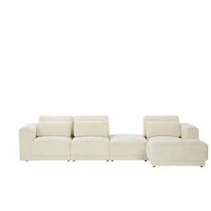 switch Ecksofa in modernem Breitcord Torrino ¦ creme ¦ Maße (cm): B: 372 H: 95 T: 173