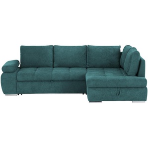 switch Ecksofa aus Flachgewebe Sky ¦ türkis/petrol ¦ Maße (cm): B: 265 H: 89 T: 175