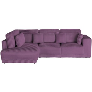 switch Ecksofa  in modernem Breitcord Torrino ¦ lila/violett ¦ Maße (cm): B: 300 H: 94 T: 188