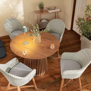 Teak-Dining-Set - grau - Massivholz -