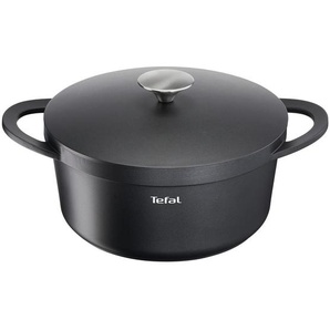 Tefal Kochtopf Trattoria, Schwarz, Edelstahl, 4,2 L, rund, 26x13.5x31 cm, backofengeeignet, hitzebeständige Griffe, mit Silikongriffen, Kochen, Töpfe, Kochtöpfe