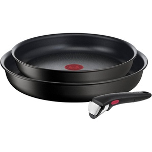 Tefal Pfannen-Set Ingenio Unlimited, Aluminium (Set, 3-tlg., Tefal Ingenio Unlimited Pfannenset, 2 teilig, Ø 24, 28 cm, 1 Griff), stapelbar, Antihaftversiegelung, Induktion, Made in France, kompakt