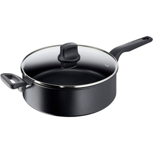 Tefal Schmorpfanne Hard Titanium Pro, Aluminium, Induktionspfanne, Temperaturanzeiger, Made In France, Glasdeckel,28 cm