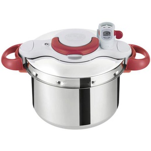 Tefal Schnellkochtopf Clipso Minut Perfect, Rot, Edelstahl, Metall, Kunststoff, 6 l, rund, 28.5x24.6x37 cm, breiter Schüttrand,mit Dampfablass, Kochen, Töpfe, Schnellkochtöpfe