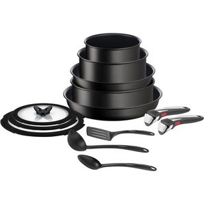 Tefal Topf-Set Ingenio Unlimited On Pfannen und Töpfe induktionsgeeignet, Antihaft, Aluminium (Set, 13-tlg., Kasserolle 16/20/24 cm, Bratpfanne 24/28 cm, 3 Deckel, Küchenhelfer), Thermo-Signal, abnehmbarer Griff, für alle Herdarten geeignet