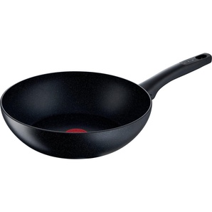 Tefal Wok Black Stone, Aluminium (1-tlg), Aluminium, Mineralia Antihaft, Thermo-Signal, alle Herdarten,Induktion