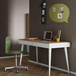 TemaHome Schreibtisch Horizon Computertisch mit Holzbeinen, Home Office, 134cm Breit, mit Schublade