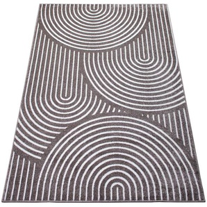 Teppich ANDAS »Fadel« Teppiche Gr. B/L: 280 cm x 380 cm, 9 mm, 1 St., grau (taupe) Esszimmerteppiche 3D-Effekt, softer Kurzflor, pflegeleicht, leichter Glanz, Scandi-Look