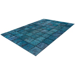 Teppich ARTE ESPINA Voila 100 Teppiche Gr. B: 200cm, 5mm, L: 290cm, blau (türkis) handgenähter Flachflor-Teppich im Patchwork-Design.