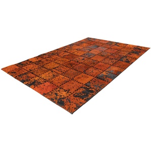 Teppich ARTE ESPINA Voila 100 Teppiche Gr. B: 200cm, 5mm, L: 290cm, orange handgenähter Flachflor-Teppich im Patchwork-Design.