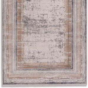 Teppich ASTRA Mirano 232 Teppiche Gr. B/L: 133 cm x 190 cm, 7 mm, 1 St., beige (creme, goldfarben) Esszimmerteppiche 3-D Effekt, Viskose, seidig schimmernd, Hoch Tief