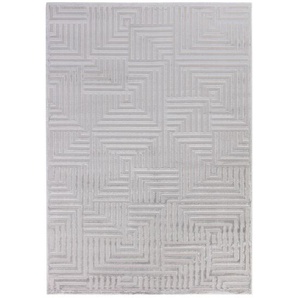 Teppich AYYILDIZ TEPPICHE SAHARA 1114 Teppiche Gr. B/L: 280 cm x 370 cm, 12 mm, 1 St., silberfarben Esszimmerteppiche Pflegeleicht Strapazierfähig Trend Colors