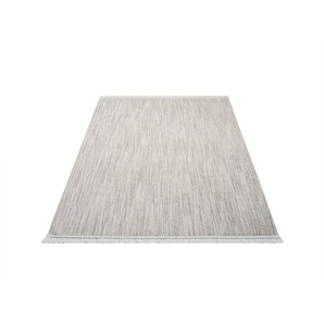 Teppich CARPET CITY CLASICO 0052, grau (taupe), B:200cm H:11mm L:290cm, Obermaterial: 100% Polyester, Teppiche, Fransenteppich, Kurzflor, Fransen, Meliert, Boho-Stil, Wohnzimmer