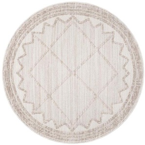 Teppich CARPET CITY CLASICO 8931, beige, H:11mm Ø:200cm, Obermaterial: 100% Polyester, Teppiche, Kurzflor, Hochtief-Muster/ 3D-Effekt Rauten, Wohnzimmer