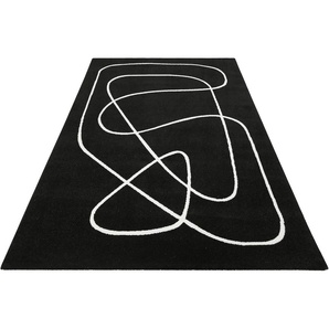 Teppich ESPRIT Artist Teppiche Gr. B/L: 200 cm x 290 cm, 13 mm, 1 St., schwarz (schwarz, weiß) Esszimmerteppiche Kurzflor Teppich, geometrisch modern, Wohnzimmer, Schlafzimmer