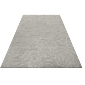 Teppich ESPRIT Bay Edition Teppiche Gr. B/L: 200 cm x 200 cm, 0,8 mm, 1 St., grau Esszimmerteppiche modern und nachhaltig, mit Hoch-Tief Struktur, Wohn-, Schlafzimmer