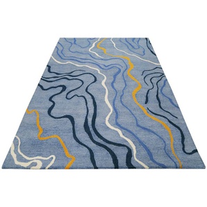 Teppich ESPRIT Drive Teppiche Gr. B/L: 230 cm x 230 cm, 0,8 mm, 1 St., blau (hellblau) Esszimmerteppiche nachhaltig, modern, abstraktes Design für Wohnzimmer und Schlafzimmer