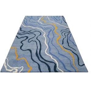 Teppich ESPRIT Drive Teppiche Gr. B/L: 290 cm x 290 cm, 0,8 mm, 1 St., blau (hellblau) Esszimmerteppiche nachhaltig, modern, abstraktes Design für Wohnzimmer und Schlafzimmer