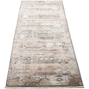 Teppich GINO FALCONE Corduletta GF-134 Teppiche Gr. B/L: 80 cm x 280 cm, 10 mm, 1 St., bunt (beige multi) Esszimmerteppiche Kurzflor, modernes Design. mit Fransen