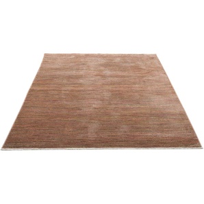 Teppich GINO FALCONE Corduletta UNI Teppiche Gr. B/L: 180 cm x 280 cm, 10 mm, 1 St., braun (rost) Esszimmerteppiche Kurzflor, meliert, moderne Cord Struktur, mit Fransen