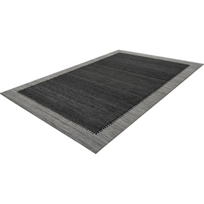 Teppich HOME AFFAIRE Amina Teppiche Gr. B/L: 200 cm x 290 cm, 6 mm, 1 St., grau (anthrazit, grau) Baumwollteppiche mit Bordüre, Wohnzimmer