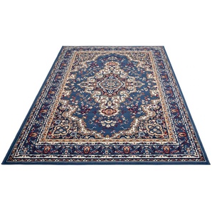 Teppich HOME AFFAIRE Oriental Teppiche Gr. B/L: 240 cm x 330 cm, 7 mm, 1 St., blau (hellblau) Orientalische Muster Orient-Optik, mit Bordüre, Teppich, Kurzflor, Weich, Pflegeleicht