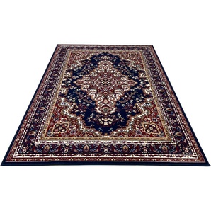 Teppich HOME AFFAIRE Oriental Teppiche Gr. B/L: 280 cm x 365 cm, 7 mm, 1 St., blau (dunkelblau) Orient-Optik, mit Bordüre, Teppich, Kurzflor, Weich, Pflegeleicht