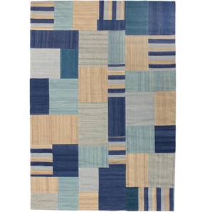 Teppich KAYOOM Radical 315 Teppiche Gr. B: 200cm, 15mm, L: 290cm, blau (blau / multi) Handgewebter Jacquard Kilim, hochwertige Materialmischung.