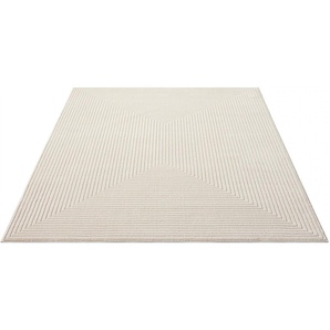 Teppich LEONIQUE »Kylian« Teppiche Gr. B/L: 300 cm x 400 cm, 9 mm, 1 St., beige (cream) Esszimmerteppiche dezenter Glanz, Schrumpf-Garn-Effekt, dichte Qualität, geometrisch