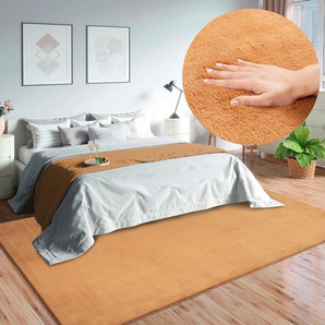 Teppich MERINOS Loft 37, Kunstfellteppich, orange (terra), B:240cm H:16mm L:340cm, Polyester, Teppiche, weich und kuschelig, Fell Haptik, Anti-Rutsch-Unterseite