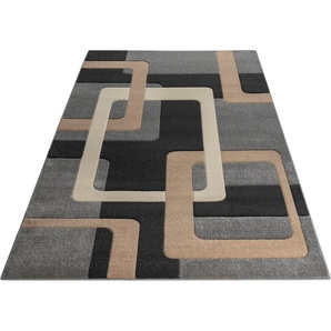 Teppich MY HOME Maxim Teppiche Gr. B/L: 200 cm x 290 cm, 13 mm, 1 St., bunt (beige, grau) Esszimmerteppiche Hoch-Tief-Effekt, Kurzflor, 3D-Design