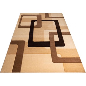 Teppich MY HOME Maxim Teppiche Gr. B/L: 280 cm x 390 cm, 13 mm, 1 St., braun (braun, beige) Esszimmerteppiche Hoch-Tief-Effekt, Kurzflor, 3D-Design