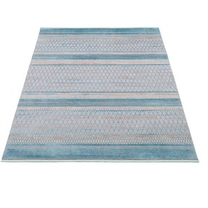 Teppich OCI DIE TEPPICHMARKE FARBEN MASTER, blau (türkis, grau), B:200cm H:8mm L:290cm, Polyester, Teppiche, Klassisches Muster, eingefasst, in 3-D-Optik