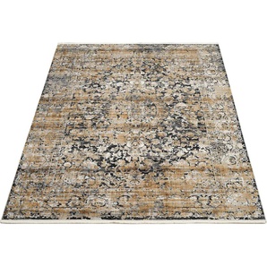 Teppich OCI DIE TEPPICHMARKE IMPRESSION SODA Teppiche Gr. B/L: 240 cm x 340 cm, 8 mm, 1 St., grau (grau, goldfarben) Orientalische Muster