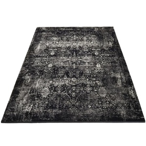 Teppich OCI DIE TEPPICHMARKE Magic Teppiche Gr. B/L: 120 cm x 180 cm, 8 mm, 1 St., schwarz (schwarz, grau) Fransenteppich Orientalische Muster Glanz Viskose, mit Fransen, Wohnzimmer