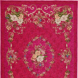 Teppich THEKO Flomi Floral Teppiche Gr. B/L: 160 cm x 230 cm, 3 mm, 1 St., pink Baumwollteppiche gewebt, Blumen Design, ideal im Wohnzimmer & Schlafzimmer