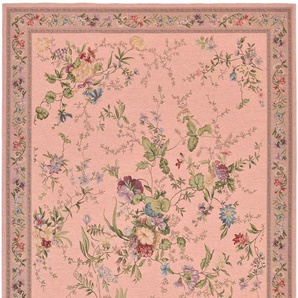 Teppich THEKO Flomi Sagrini Teppiche Gr. B: 240cm, 4mm, L: 330cm, rosa (rosé) Flachgewebe, Pastell-Farben, Blumen Design