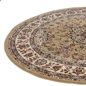 Teppich THEKO Hamadan 359 Teppiche Gr. Ø 200 cm, 10 mm, 1 St., braun (camel) Orientalische Muster Kurzflor, Orient-Optik